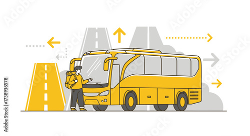 Traveling On A Yellow Bus With An Outsider Before The Journey Begins