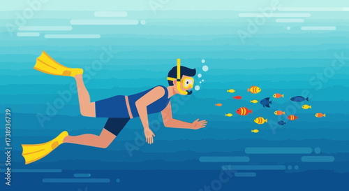 Underwater Explorer Interacts With Marine Life While Snorkeling And Enjoying Aquatic Adventures