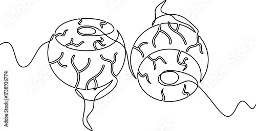 one line art eyeball vector illustration. line art, one continuous line, simple, hand drawn and sketch style. for icons, symbols, signs or logos. PNG