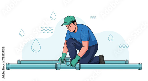 Water System Artisan Repairing Pipes And Joints With Meticulous Skill And Precision