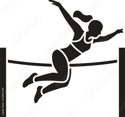 Silhouette of a female athlete clearing a high jump bar