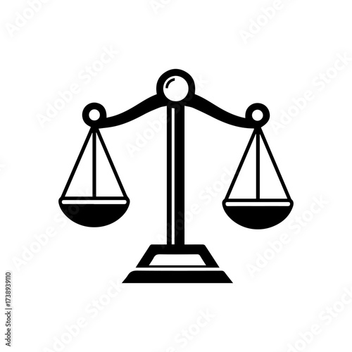 Black scale balance representing justice with suspended pans