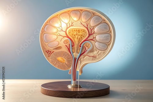 Detailed Model of Human Bladder and Urinary System Displayed