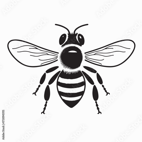 Honey Bee Collecting Pollen in Nature Scene Vector Illustration