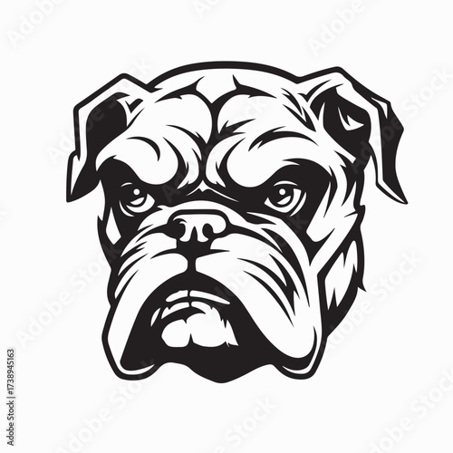 Aggressive Bulldog Face Vector Art with Menacing Eyes and Snarl