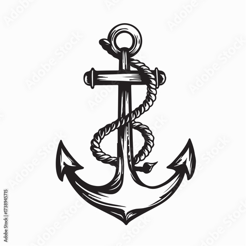Nautical Anchor and Rope Vector Illustration with Classic Maritime Design