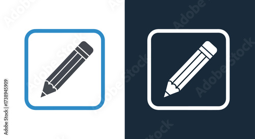 Simple pencil icon for editing writing drawing and note taking general use - Line and glyph solid icon and logo templete
