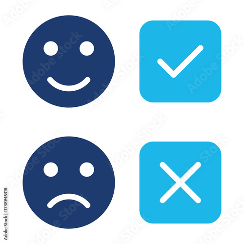 Dissatisfied Icon In Blue Monochrome Flat Design, Vector Illustration