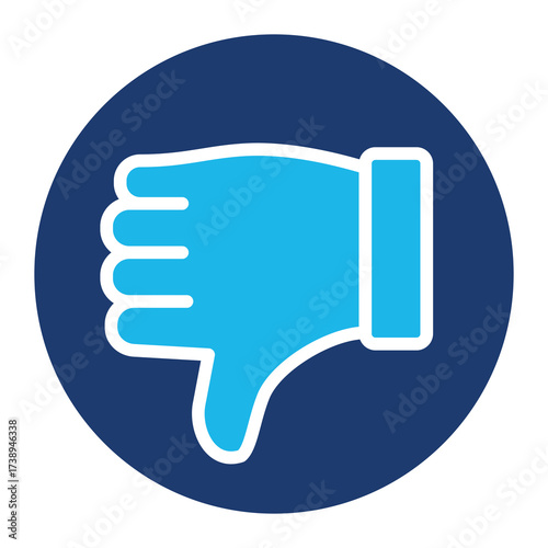 Dislike Icon In Blue Monochrome Flat Design, Vector Illustration