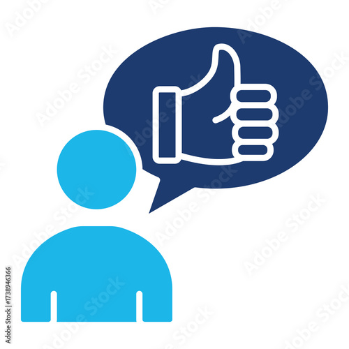 Survey Icon In Blue Monochrome Flat Design, Vector Illustration