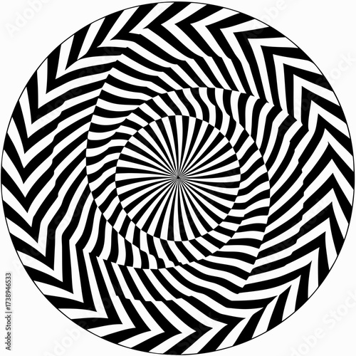 Concentric black and white optical illusion spiral pattern