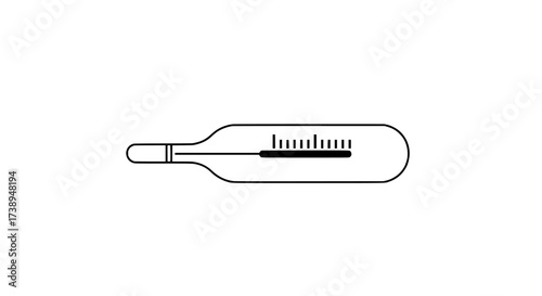 Flat thermometer icon. Medical symbol for fever check, healthcare, hospital, and wellness monitoring design.
