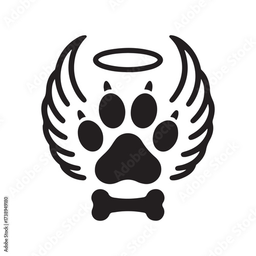 Love and Memory Paw Print with Wings