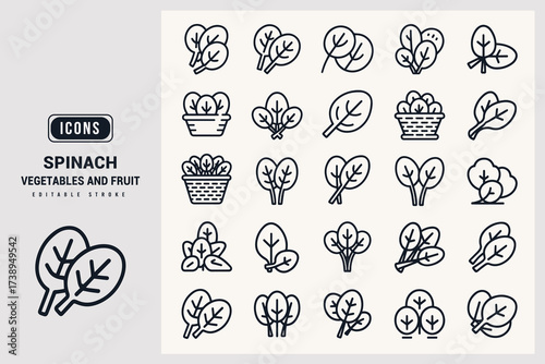 Collection of Pixel Art Spinach Leaf Icons for Vegetable Designs White Background.