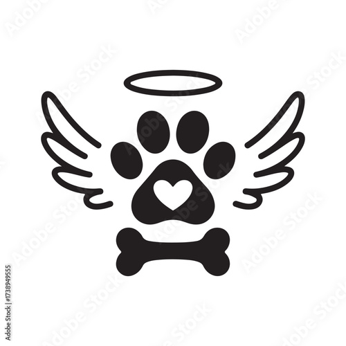 Love and Memory Paw Print with Wings