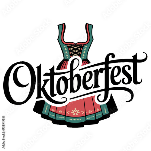 Traditional Oktoberfest Logo with Authentic Bavarian Dirndl Design
