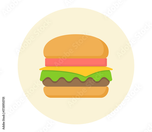 シンプルなハンバーガーのイラスト　ベクター
