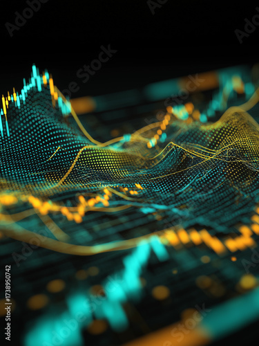 Digital financial background stock market chart graph trade data.