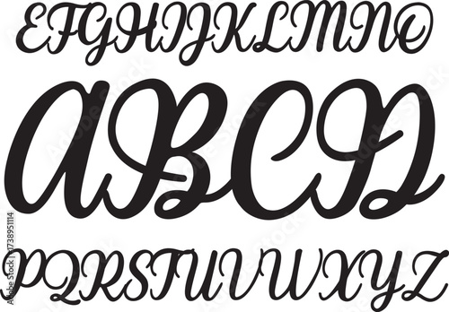 Stylish uppercase alphabet vector A-Z in handwritten calligraphy style. Perfect for logos, posters, invitations, typography, branding, and digital design projects