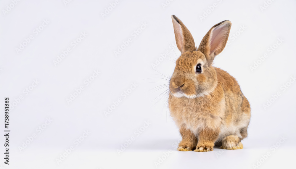 Obraz premium An adorable rabbit showcased on a crisp white background perfectly isolated for artistic and creative uses