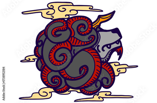 Wolf Head in Sheep's Clothing Vector Artwork