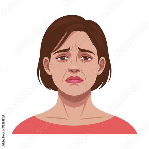woman grimace. Negative emotions flat style cartoon vector