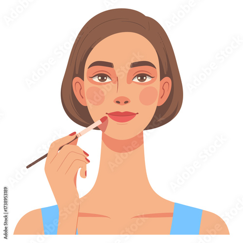 woman applying makeup flat style cartoon vector