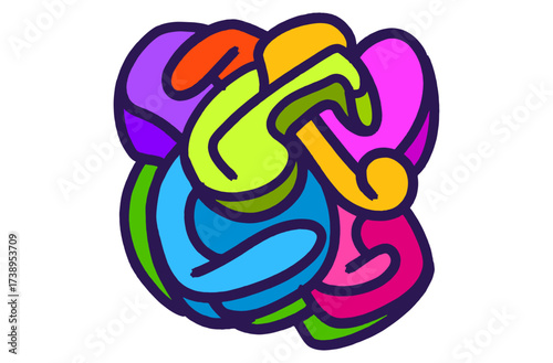 Colorful 3d Doodle Vector Artwork