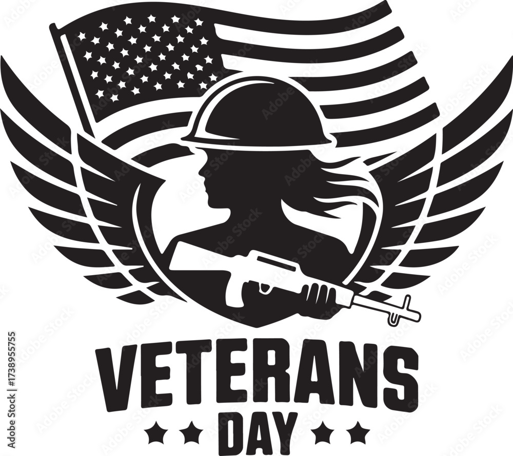 Fototapeta premium Honor veterans day with patriotic wings and flag