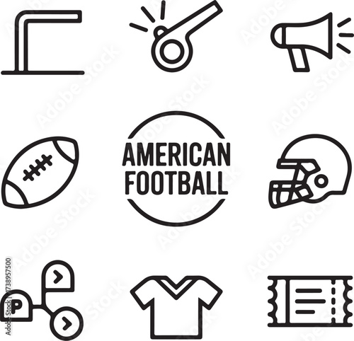 American football icons for game day excitement