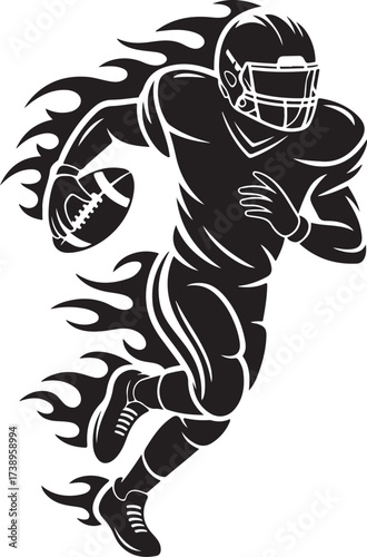 Dynamic football player running with flaming speed
