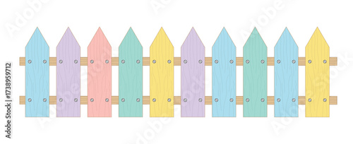 Pastel colored picket fence, a charming and whimsical design