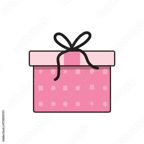 Pink gift box with ribbon for birthday present