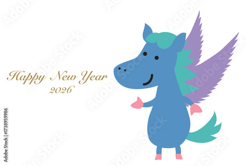 かわいいペガサスの年賀状
