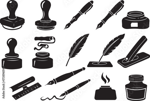 vector illustration of a set of makeup brushes