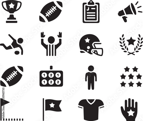 Exciting football game icons for sports designs