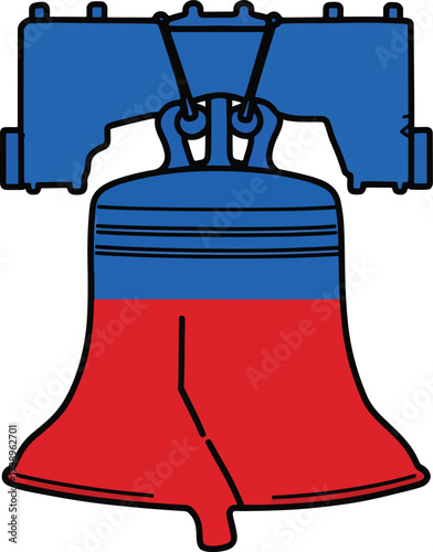 Half Red Half Blue Split Liberty Bell Vector Illustration Political Concept (2)