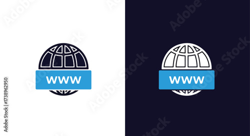 Globe www internet web digital connectivity icon symbol line art glyph - Line and glyph solid icon and logo templete