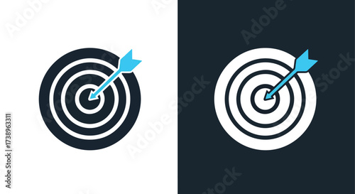 Dartboard and dart icon aiming for success business goals and strategy - Line and glyph solid icon and logo templete