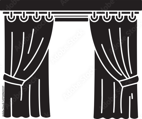 Thick red velvet curtains frame the theater stage before the show
