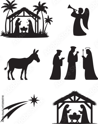 Elegant Nativity scene silhouettes for festive decor