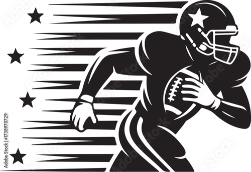 Dynamic football player running with speed and determination