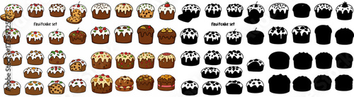 Fruitcake set with transparent background