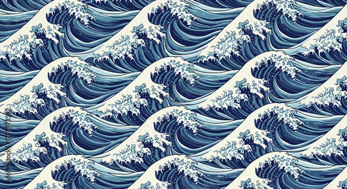 Ocean waves crashing against the shore in a serene landscape viewed from a distance