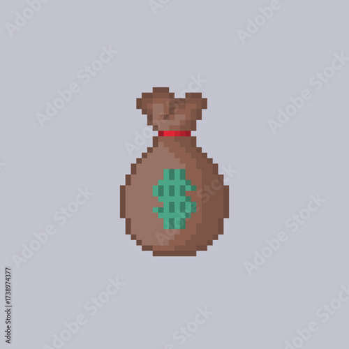 money bag in pixel art