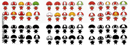 Strawberry parachutists with transparent background