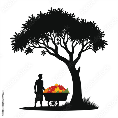 silhouette of a man Fruit Cart