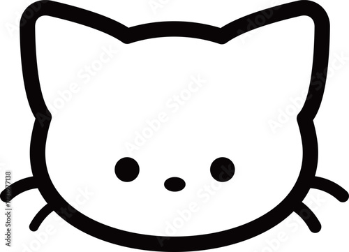 かわいい黒い線画の猫　白猫　ベクターイラスト素材