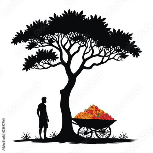silhouette of a man Fruit Cart