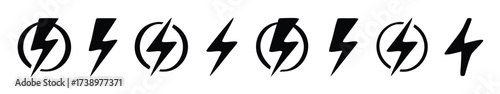 Lightning, electric power vector logo design element. Energy and thunder electricity symbol concept. Lightning bolt sign in the circle. Power fast speed logotyp